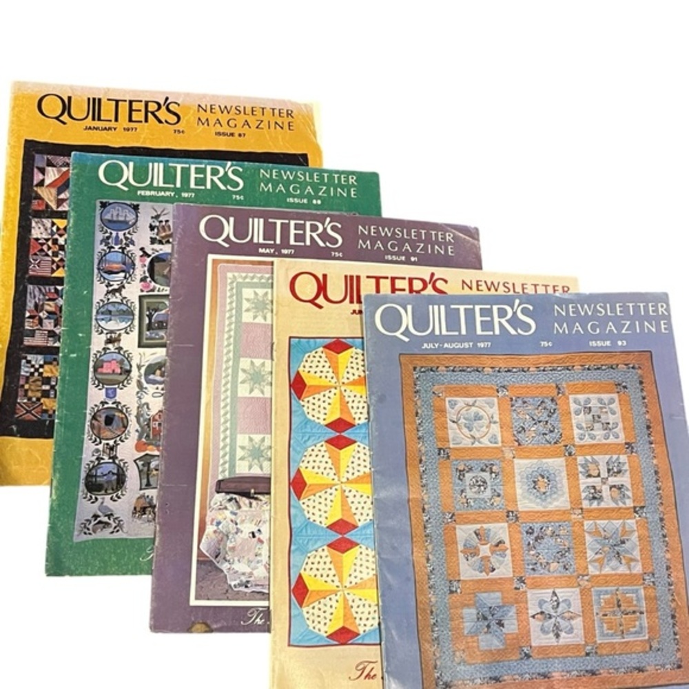 Quilter's Newsletter Magazine Lot of 5 Issues 1977 VINTAGE Fun Patterns!‎